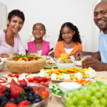 African American family eating