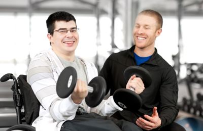 disabled male exercising