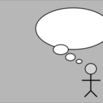 Comic of a stick figure with a large blank thought bubble.