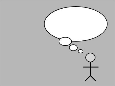 Comic of a stick figure with a large blank thought bubble.